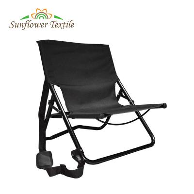 Chine Chaise de plage se pliante noire de chaises de plage du tuyau d'acier 55.5x44.5x48cm basse avec la rayure à vendre