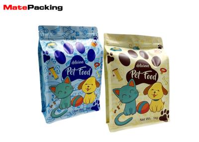 China Matte Colorful Printing Dry Food Packaging Bags , Flat Bottom Pet Dog Treat Bag With Zipper for sale