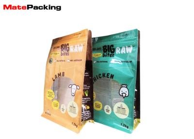 China Food Grade Flat Bottom Pet Food Packaging Bags With Zipper / Clear Window for sale