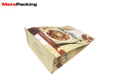 China Flat Bottom Kraft Stand Up Pouches , Gravure Mold Printing Zip Lock Bags For Food for sale