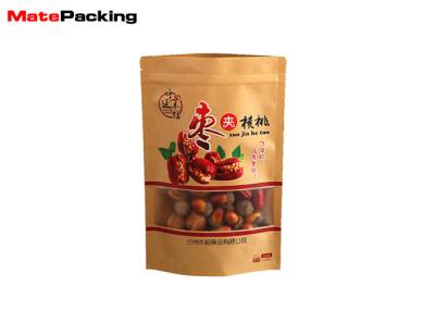 China Food Packaging Flat Brown Kraft Paper Bags Recyclable Gravure Printing With Window for sale