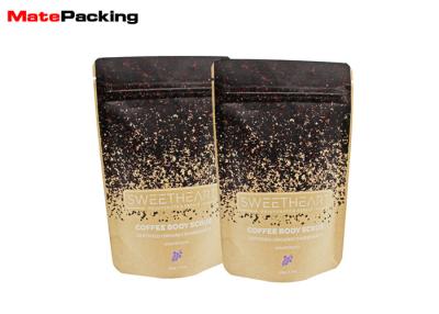 China Flat Bottom Kraft Paper Food Bags Resealable Stand Up Aluminum Foil Lined Coated for sale