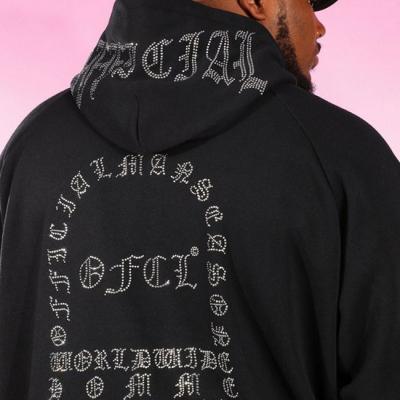 China Waterproof Custom Oversized Hoodie Mens Cotton Pullover Plus Size Rhinestone Set for sale