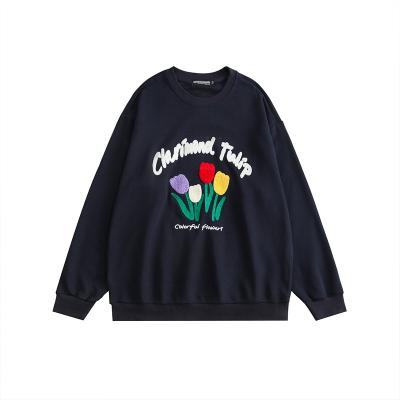 China Anti Shrink Crewneck For Men Vintage Plus Size Sweatshirts Loose Oversized Custom Embroidered Sweatshirt for sale