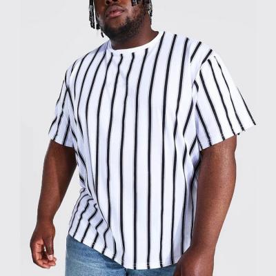 China Sustainable Organic Plus Size Men's Streetwear 2021 Fashion Oversized Striped T-Shirt for sale