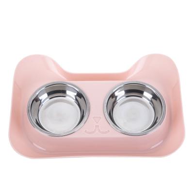 China Custom Non-Slip Silicone Viable Mat Feeder Double Pet Bowl, Silicone Stainless Steel Collapsible Dog DIVTOP Double Bowls for sale