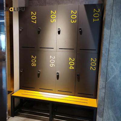 China Phenolic panel Jialifu gymnasium hpl locker (compact laminate) with benches for sale