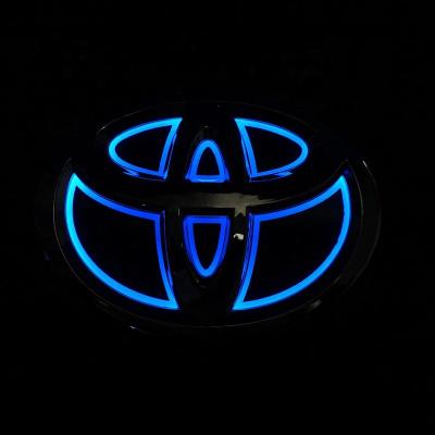 China Cold light material Hot selling 5D blue color car logo light for TOYOTA Vios LED light car logo light for sale