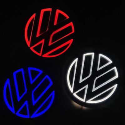 China Cold light material 5D car logo light for Volkswagen made Bora LED car logo light for sale