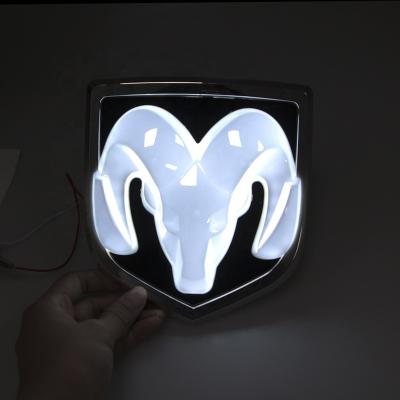 China Material Luminous Led Car Logo Sign Front Grille Badge Cool Light 3D 4D 5D Led Car Logo Emblems Used For RAM Logo Accessories for sale