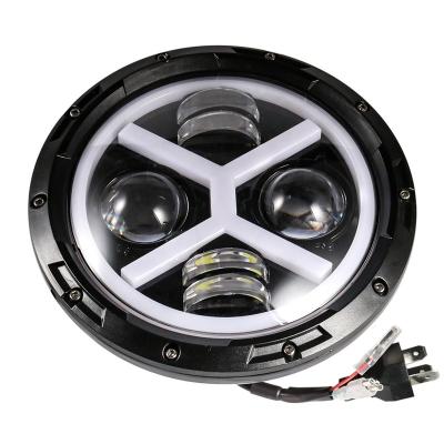 China Hot-selling Universal Motorcycle Iron Lamp Modified 7 Inch Aperture X-Shaped Headlight Retro Headlight Accessories for sale