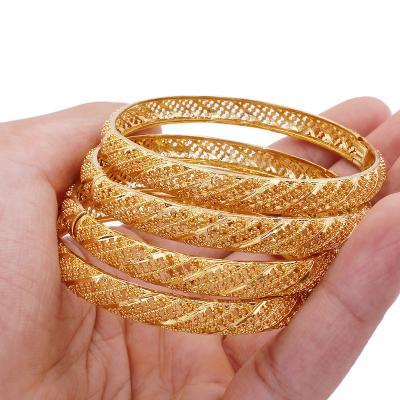 China FASHIONABLE Dubai Ethiopian African Jewelry Bracelets 18k Gold Plated Indian Bangle For Women Party Ornaments Gifts Bridal Jewelry Wedding for sale