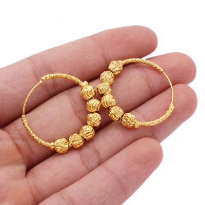 China TRENDY fashion earring 18k gold plated beaded earings pircing big round circle earrings piercings accessories for women jewelry gifts for sale