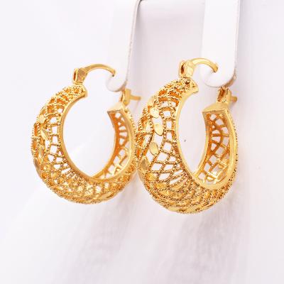 China Dubai FASHIONABLE luxury 18K gold plated jewelry wholesale filled big circles earrings for women round earring gifts bridal earrings for sale