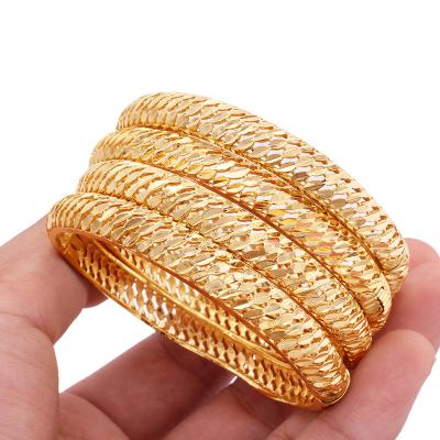 China FASHIONABLE Luxury Dubai 24K Gold Plated Bangles For Women Birthday Wedding Gifts African India Bangle Jewelry Bangle Wholesale for sale