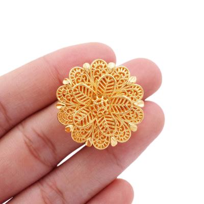 China TRENDY African Girls Rings Jewelry Dubai 24K Gold Plated Wedding Bridal Jewelry Gifts Adjustable Ring For Women for sale