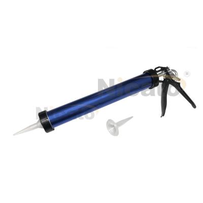 China Construction Building Glue Gun Aluminum Glass Cartridge Deluxe Blue Color Manual DIY Tool 600ml Sausage Pack Caulking Gun For Tile Marble for sale