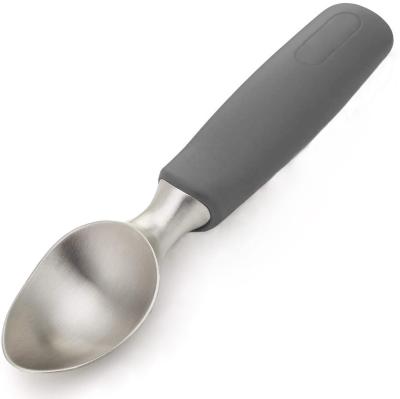 China Sustainable Heavy Duty Stainless Steel Ice Cream Scoop With Non-Slip Rubber Grip for sale