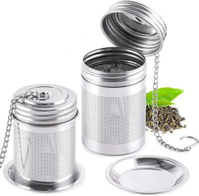 China Good Connection 18/8 Threaded Stainless Steel Good Mesh Tea Infuser Set Extra With Extended Chain for sale