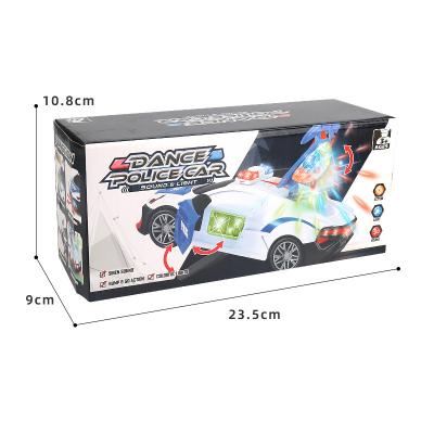 China Open Door Children's Electric Universal Car Colorful Light Music Deformation Police Car Automatic Toy With Eject Coin Function for sale