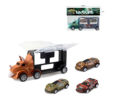 China New Toy Dinosaur Diecast Monster Truck Pull Back Dinosaur Transport Transporter Truck Toy Set With Dinosaur Vehicle for sale