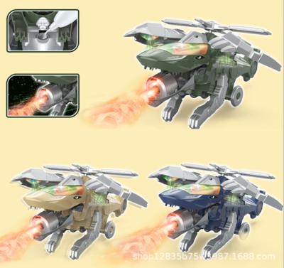 China Jet Helicopter Electric Toy 2 Set In 1 Deformation Fighter Toys Kids Robot Dinosaur With Light And Music for sale