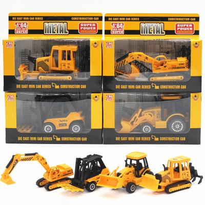 China Sliding Function 1: 64 Children Toy Alloy Engineering Truck Model Die Cast Metal Toy Excavator Forklift for sale