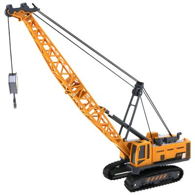 China 1:55 Hand Crane Crawler Diecast Model Toy 360 Degree Rotation Plastic Construction Truck Model Sliding Crane Kids Play Car for sale