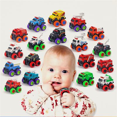 China 1:64 Diecast Toy Alloy Die Cast Pull Back Mini Model 4pcs Cartoon Ferris Wheel Police Car Fire Truck Engineering Toy Car Set for sale