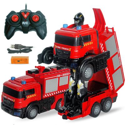 China With light and healthy rc fire truck fire truck toy deformation remote control fire truck for sale