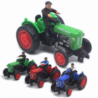 China Diecast Model Toy Diecast Metal Tractor Retro Mini Pull Back Toy Farm Tractor For Kids for sale