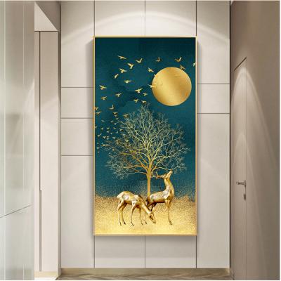 China Diamond Painting Deer Decorating Living Room Gold Elk Acrylic Wall Painting DIY Eco-friendly Full Canvas Drill for sale