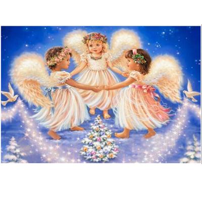 China Eco-Friendly Diamond Painting Cross Stitch Religion Angel Diamond Embroidery Girl Picture Landscape Wall Sticker Mosaic for sale