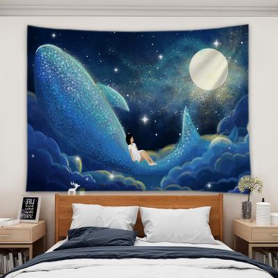 China INS Hanging Cloth Eco-friendly Style Nordic Beautiful Whale Wall Hanging Decoration Starry Sky Home Decoration Background Cloth Tapestry for sale