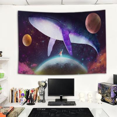 China Eco-friendly Fabric Bedside Background Style Ins Style Whale Starry Sky Tree Hanging Hanging Blanket Digital Printing Custom Tapestry for sale