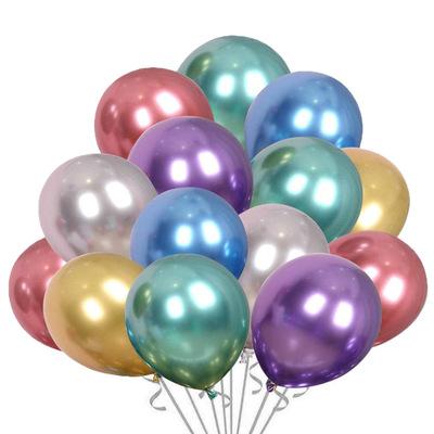 China Decoration Gift Balloons Wholesale Shiny Metal Bead 10inch Latex Balloons Chrome Colors Helium Air Globos Thick Metallic Balls for sale