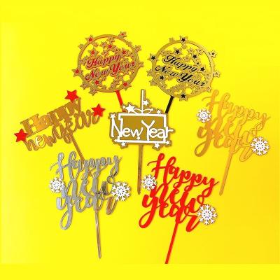 China Acrylic Birthday Cake Topper Decoration Happy New Year Party Accessory for sale