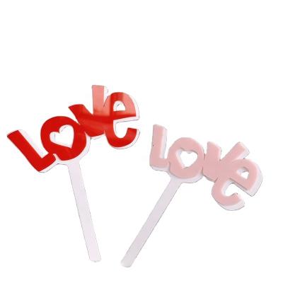 China Acrylic Baking Decoration Tanabata Valentine's Day Birthday Cake Accessory Cute Cake Decorating Double Love Cake Insert Card for sale