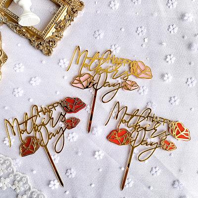 China New Creative Acrylic Cake Accessory Cake Plug-in Happy Mothersday Cake Decoration Props for sale