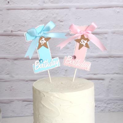 China Children's birthday party birthday cake decoration cake cake number 1 props insert card party supplies baking for sale