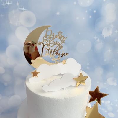 China Cake Prop Copyright The Dream Little Guy Clouds Stars Moon Acrylic Cake Topper Decoration for sale