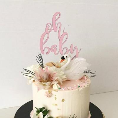 China Acrylic Dessert Happy Birthday Baby Oh Wind Cake Ins Baking Cake Topper Decoration Party Prop for sale