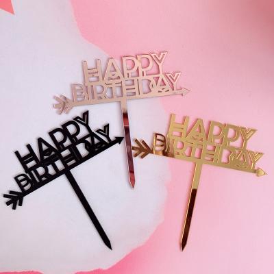 China Acrylic Cake Topper Baking Accessory INS Arrow Happy Birthday Cake Decoration Cake Topper for sale