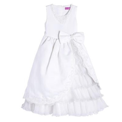 China Lovely Little Queen Washable Flower Girl Dresses White Mesh Tulle Flower Girl Christmas Kids Bridesmaid Dresses Summer Kids Casual Costume for sale