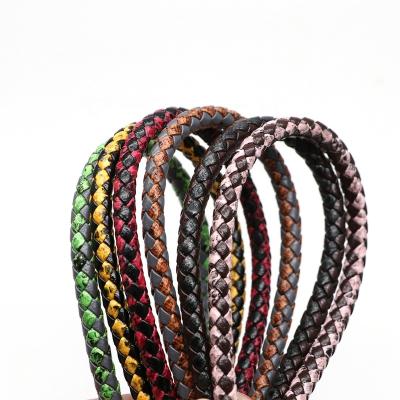 China Wholesale Colors Stylish Retro Plaid Style Leather Woven Rope Bracelet DIY Accessories for sale