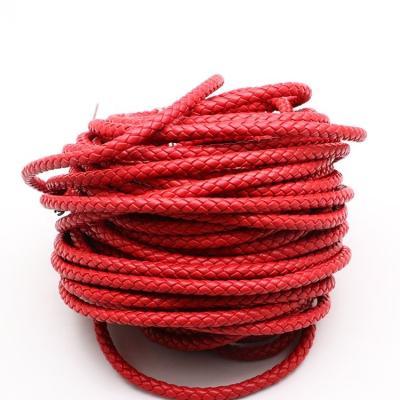 China Jewelry Cowhide 4mm 5mm Genuine Leather Rope 6mm Grain Flat Full Round Steel Wire Rope Braided Leather Rope Exotic Leather Ropes for sale