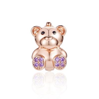 China Crystal Bear DIY Accessories Stainless Steel Zircon Accessories and Crystal Latest Product Zircon Charm Jewelry for sale