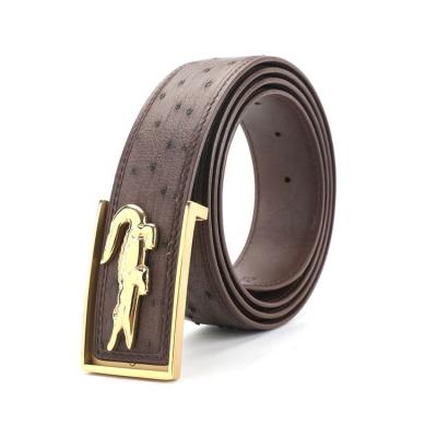 China Office ostrich skin leather belt for men leather belt, multicolor animal skin, a variety of belt buckles for sale