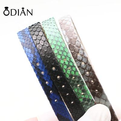 China For Odian Luxury Jewelry Market Genuine Full Grain Stingray Python Cow Skin Flat Leather Rope For DIY Jewelry Bracelet for sale