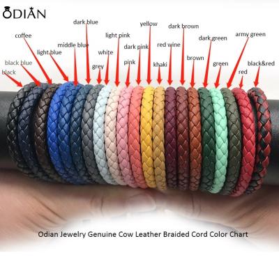 China For Jewelry Odian Luxury Braided Round Genuine Round Cow Flat Leather Bracelet Rope For Bracelet Jewelry for sale